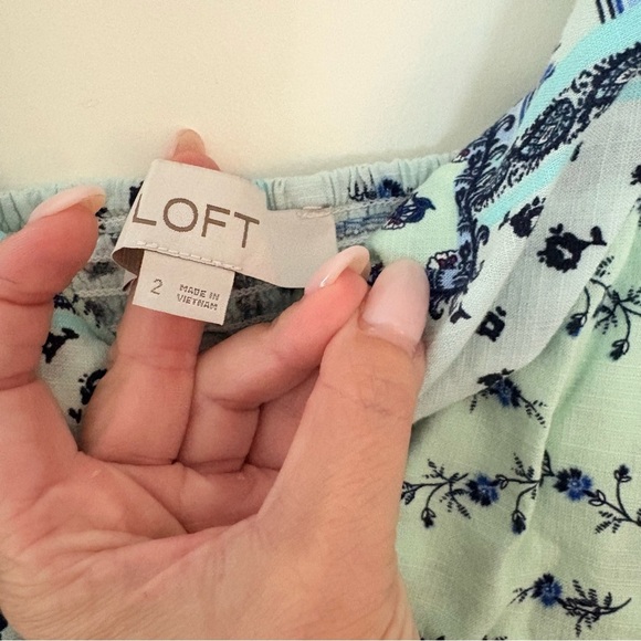 Loft Women’s Blue and White Patchwork Twist Cutout Cami Dress - Picture 6 of 9